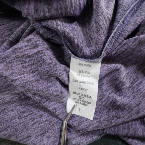 Jess & Jane Abstract Artsy Tunic Top Womens L Purple Slinky Knit USA Lagenlook - Picture 9 of 11